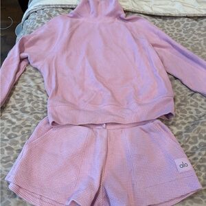ALO Yoga Light pink waffle knit set